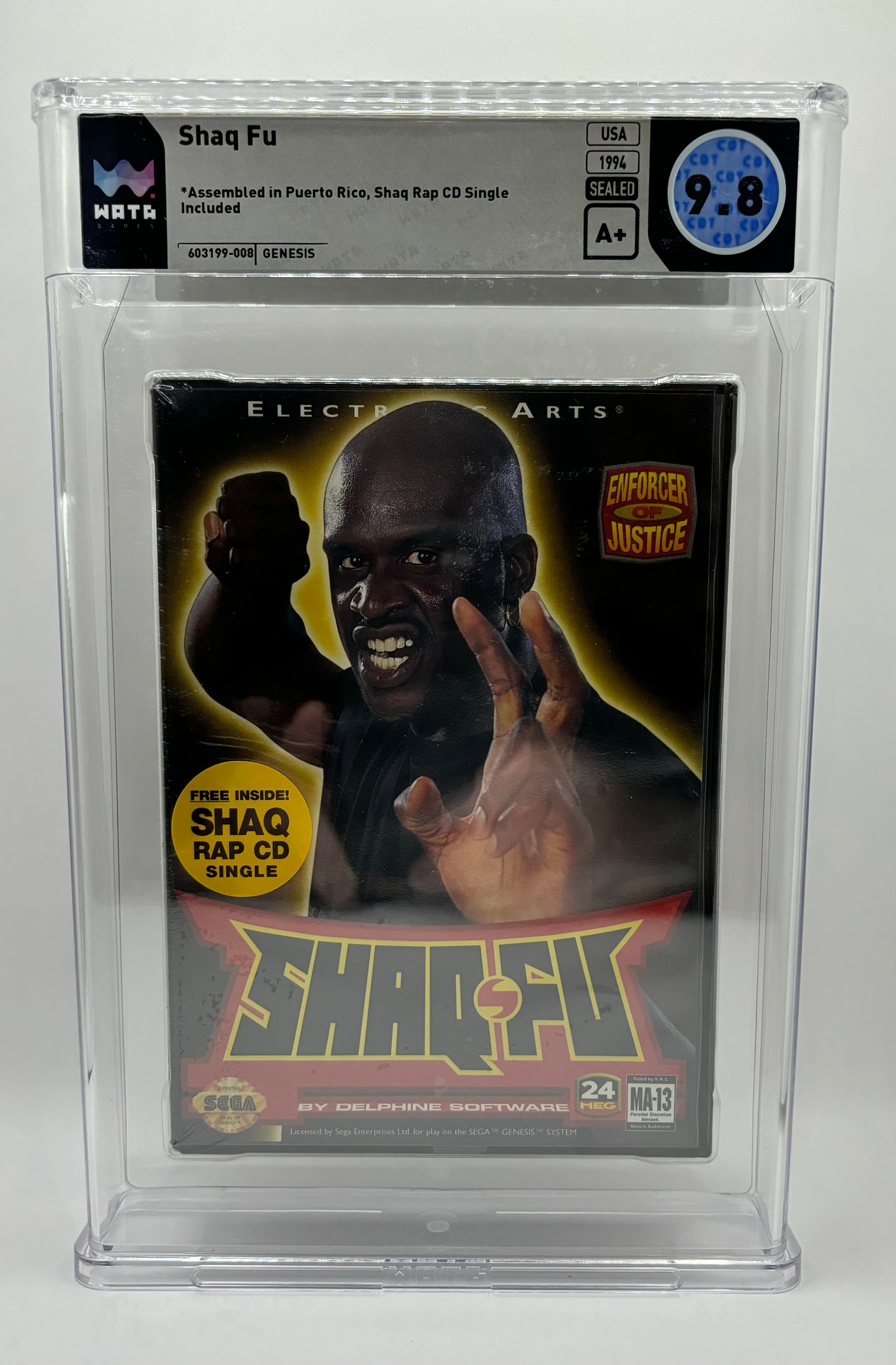 Sega Genesis SHAQ FU w/ CD WATA Graded 9.8 and A+ New and Factory V-Overlap Seal