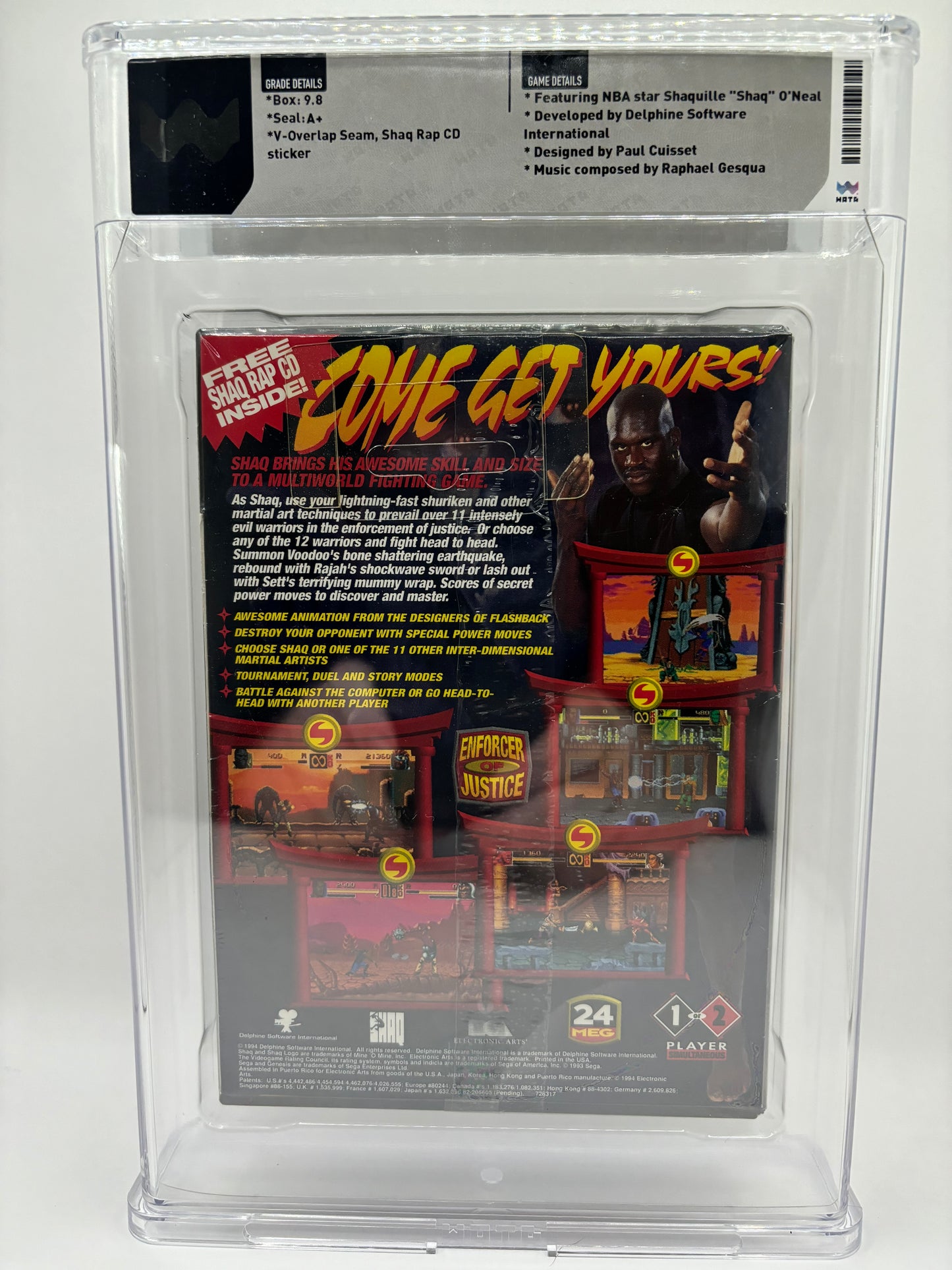 Sega Genesis SHAQ FU w/ CD WATA Graded 9.8 and A+ New and Factory V-Overlap Seal